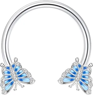 1 PC 16G Horseshoe Hoop Septum Ring Earring Cartilage Nose Ring Heart Captive Bead Rings Tragus Daith Rook Helix Body Piercing Jewelry for Women
