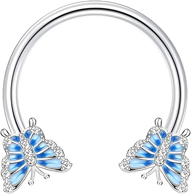 1 PC 16G Horseshoe Hoop Septum Ring Earring Cartilage Nose Ring Heart Captive Bead Rings Tragus Daith Rook Helix Body Piercing Jewelry for Women