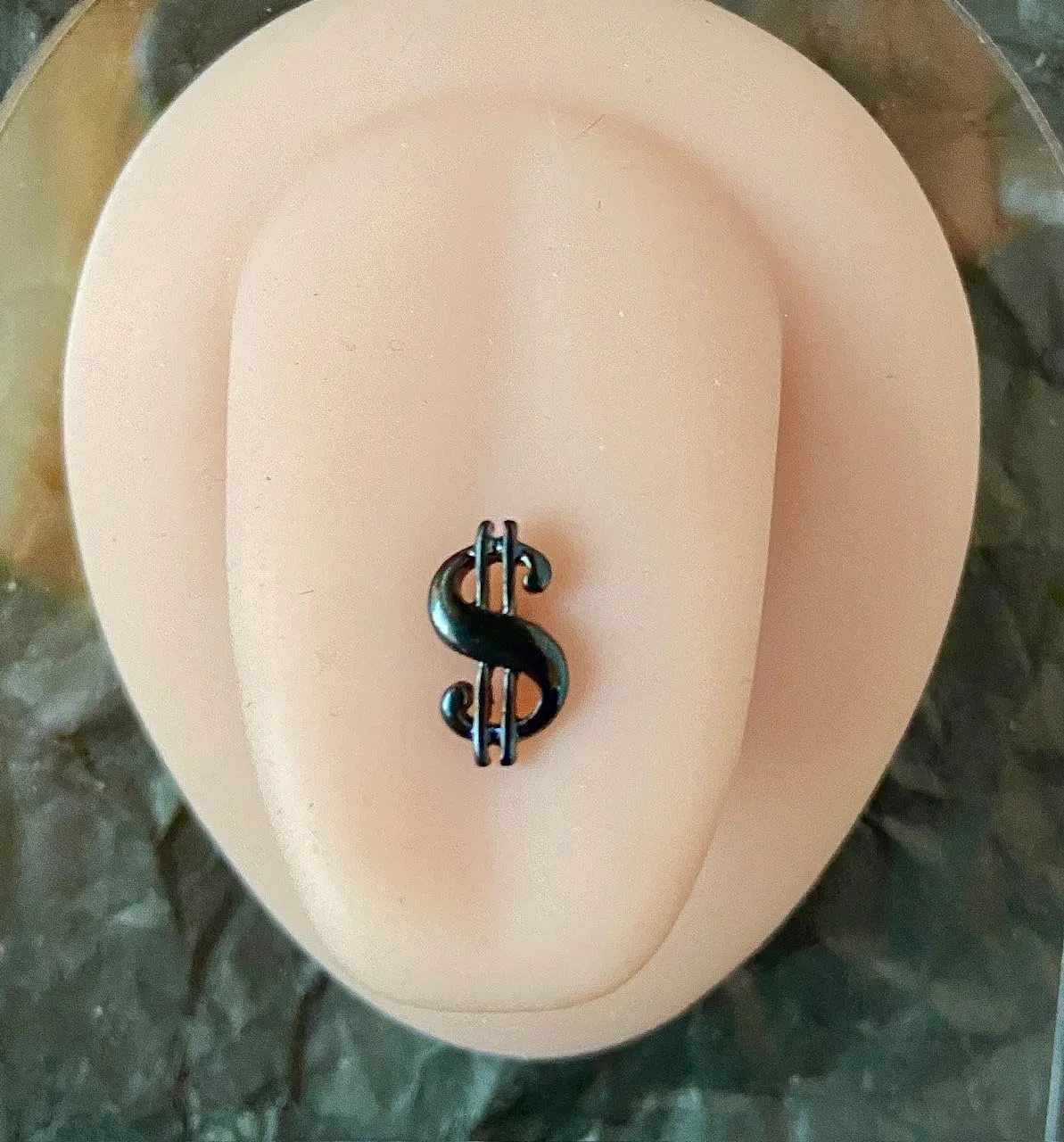 1 Piece of Unique Titanium Anodized $ Dollar Sign Tongue Ring - 14g - Body Jewelry