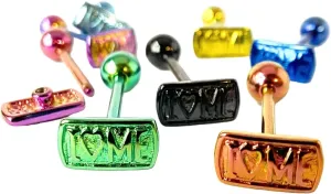 1 Piece of Unique Titanium Anodized I Love Me Tongue Ring - 14g - Body Jewelry