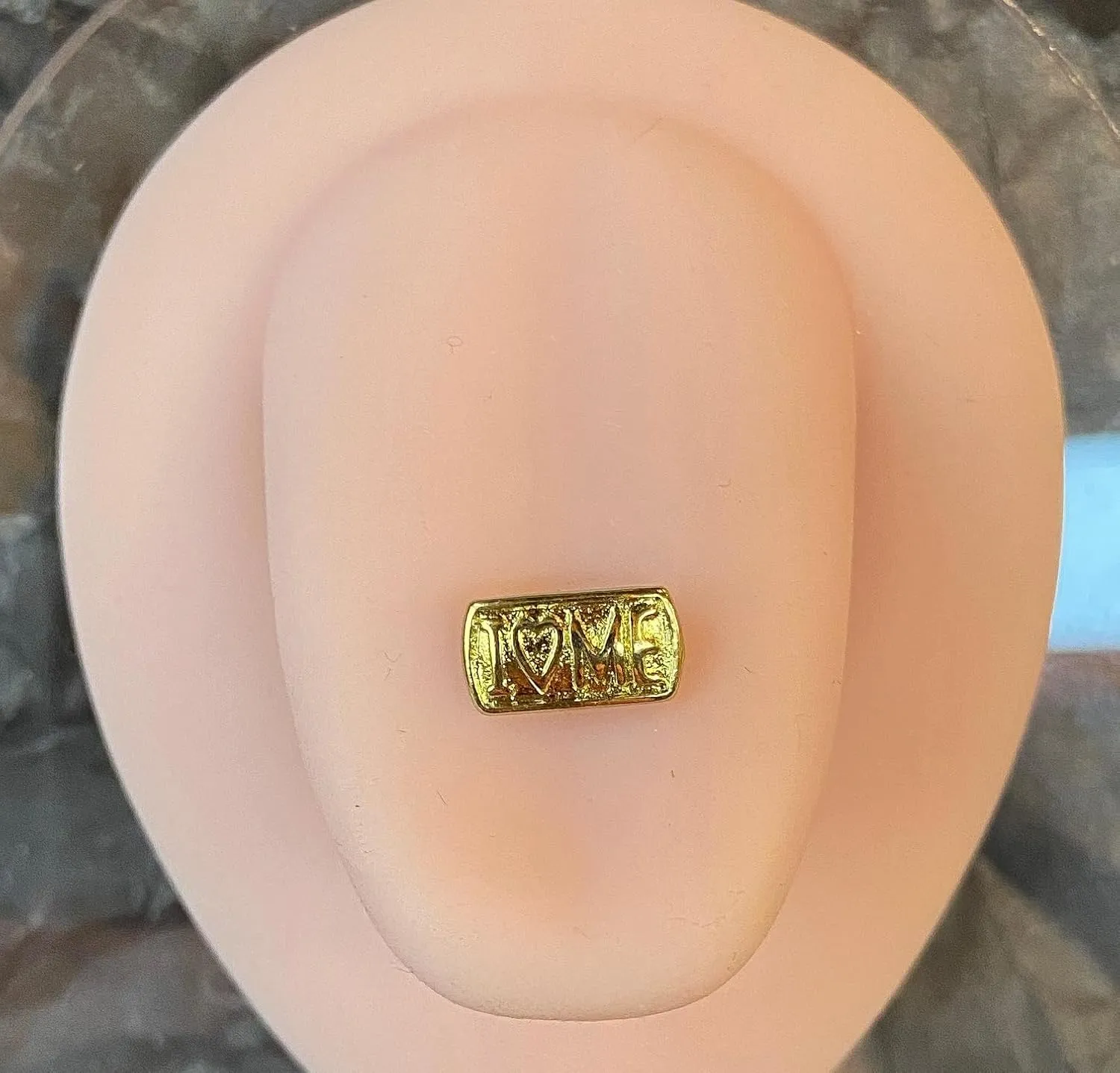 1 Piece of Unique Titanium Anodized I Love Me Tongue Ring - 14g - Body Jewelry