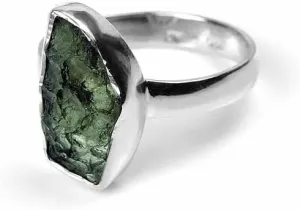 100% Natural Czech Moldavite Rough Ring With Certified Gemstone 925 Solid Sterling Silver Handmade Designer Jewelry, Leaf Design