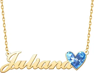 10k/14k/18k Real Gold Custom Name Necklaces Gifts For Women Girls, Customized Letter Nameplate Pendant Personalized Necklace Gift For Mama Lover
