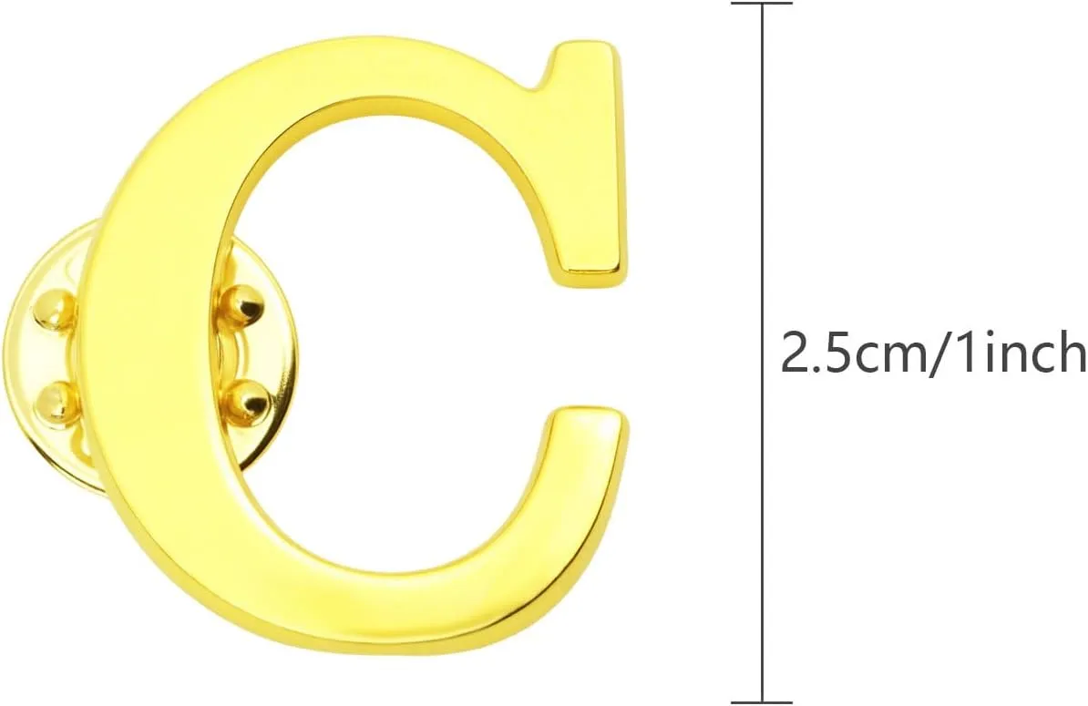 10Pack A-Z 26 Letters Pins Brooches Gold Plated Metal Broaches Pins-GOLD Initial Breast Brooch pin Tack Name Personalized Gifts for Women Men