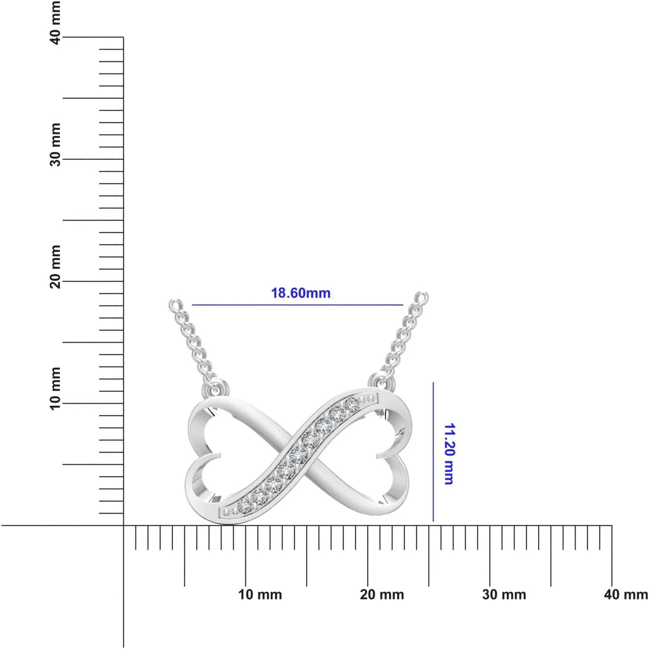 1/10 Carat Diamond Double Heart Pendant | 10K Yellow, White Gold or Silver infinity Pendant Rope Chain Necklace 18" | I-J Color and I2-I3 clarity