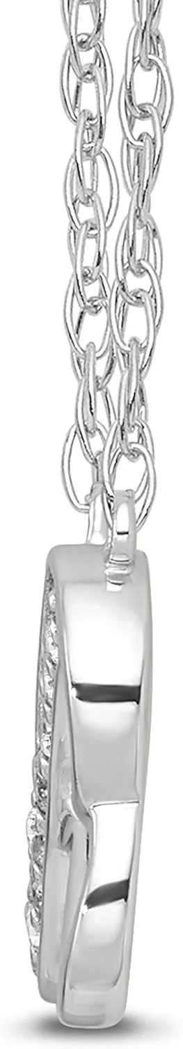 1/10 Carat Diamond Double Heart Pendant | 10K Yellow, White Gold or Silver infinity Pendant Rope Chain Necklace 18" | I-J Color and I2-I3 clarity