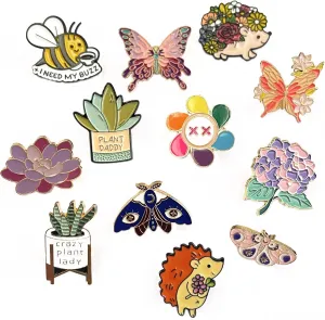 12 Pcs Women Brooches Bulk Set Enamel Pins ICartoon Cute Pins Butterfly Pins for Women Girls Christmas Gifts for Backpacks Aesthetic Brooch Pin Badges for Women Girl Jeans Jackets Hats Decor