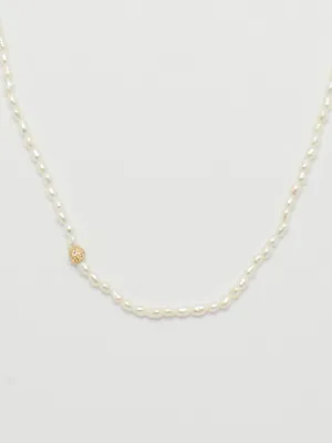 14K Diamond Pearl Necklace