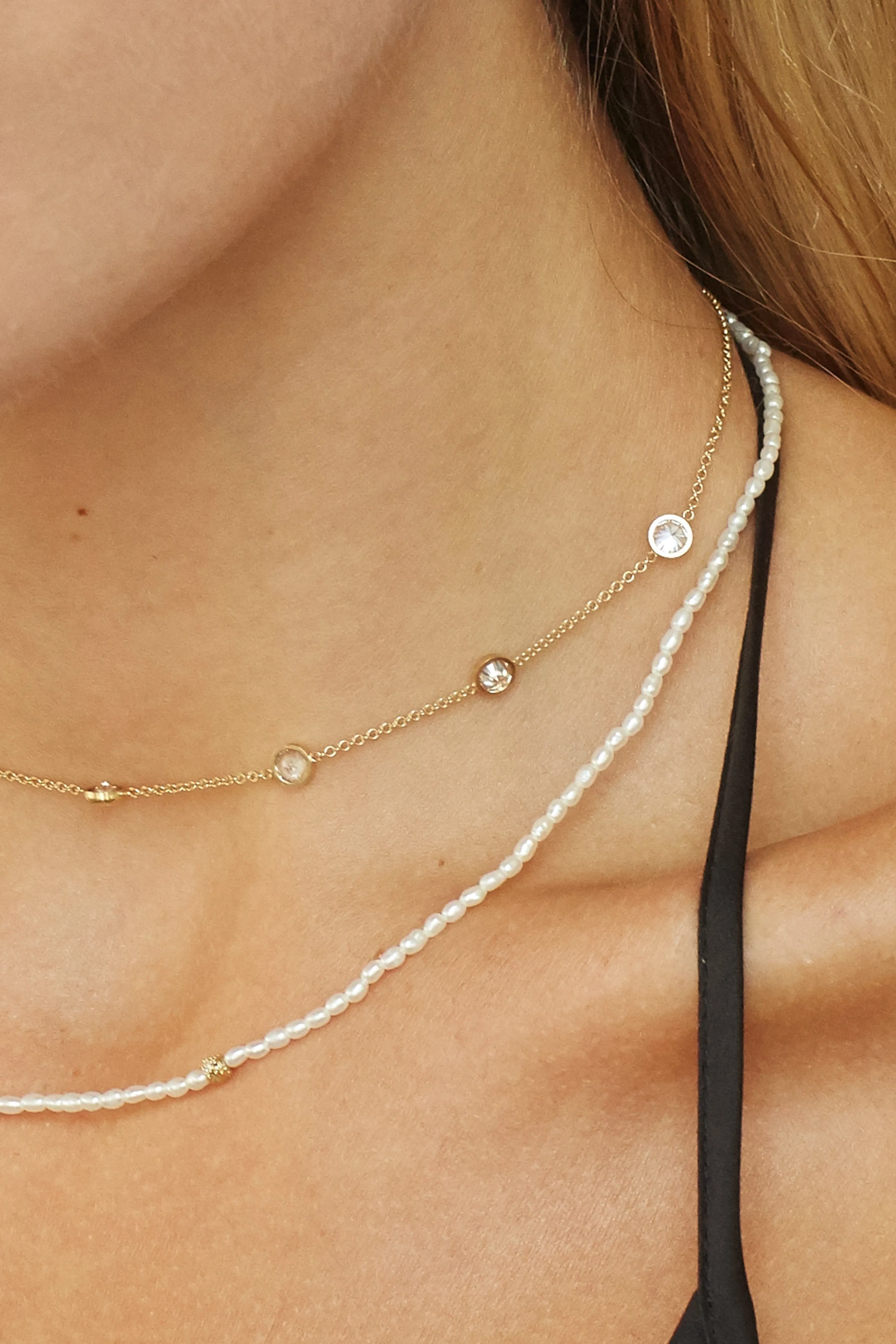 14K Diamond Pearl Necklace