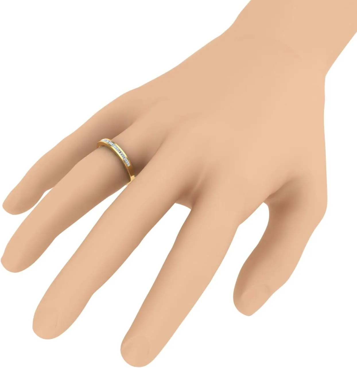 14K Gold Classic Channel Set Baguette Diamond Wedding Band (0.15 Carat) (I1-I2 Clarity)