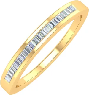 14K Gold Classic Channel Set Baguette Diamond Wedding Band (0.15 Carat) (I1-I2 Clarity)