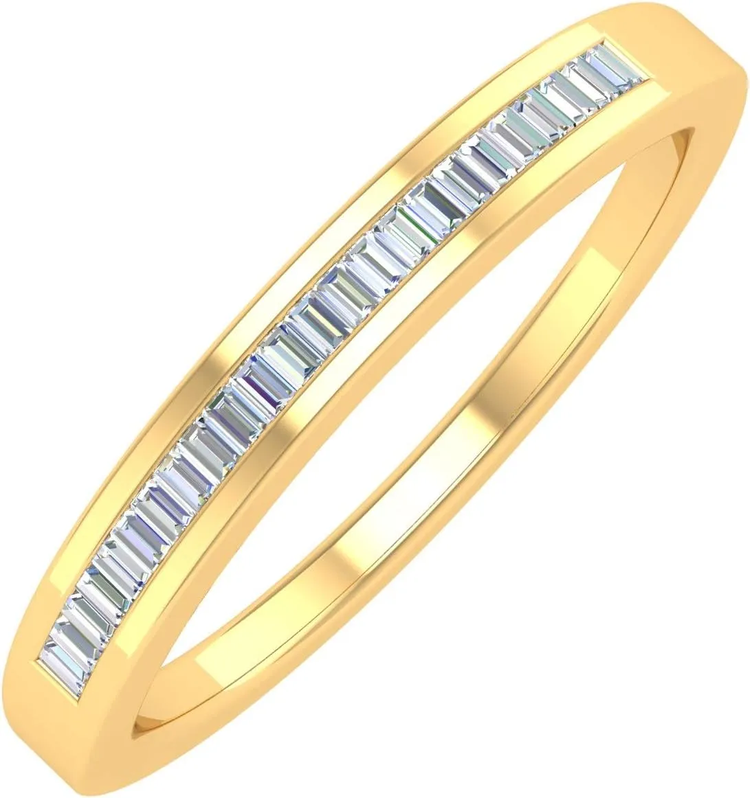 14K Gold Classic Channel Set Baguette Diamond Wedding Band (0.15 Carat) (I1-I2 Clarity)