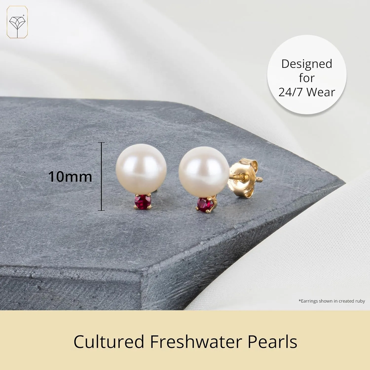 14k Gold Freshwater Pearl and Gemstone Stud Earring | Hypoallergenic Pearl Earrings for Women by MAX   STONE