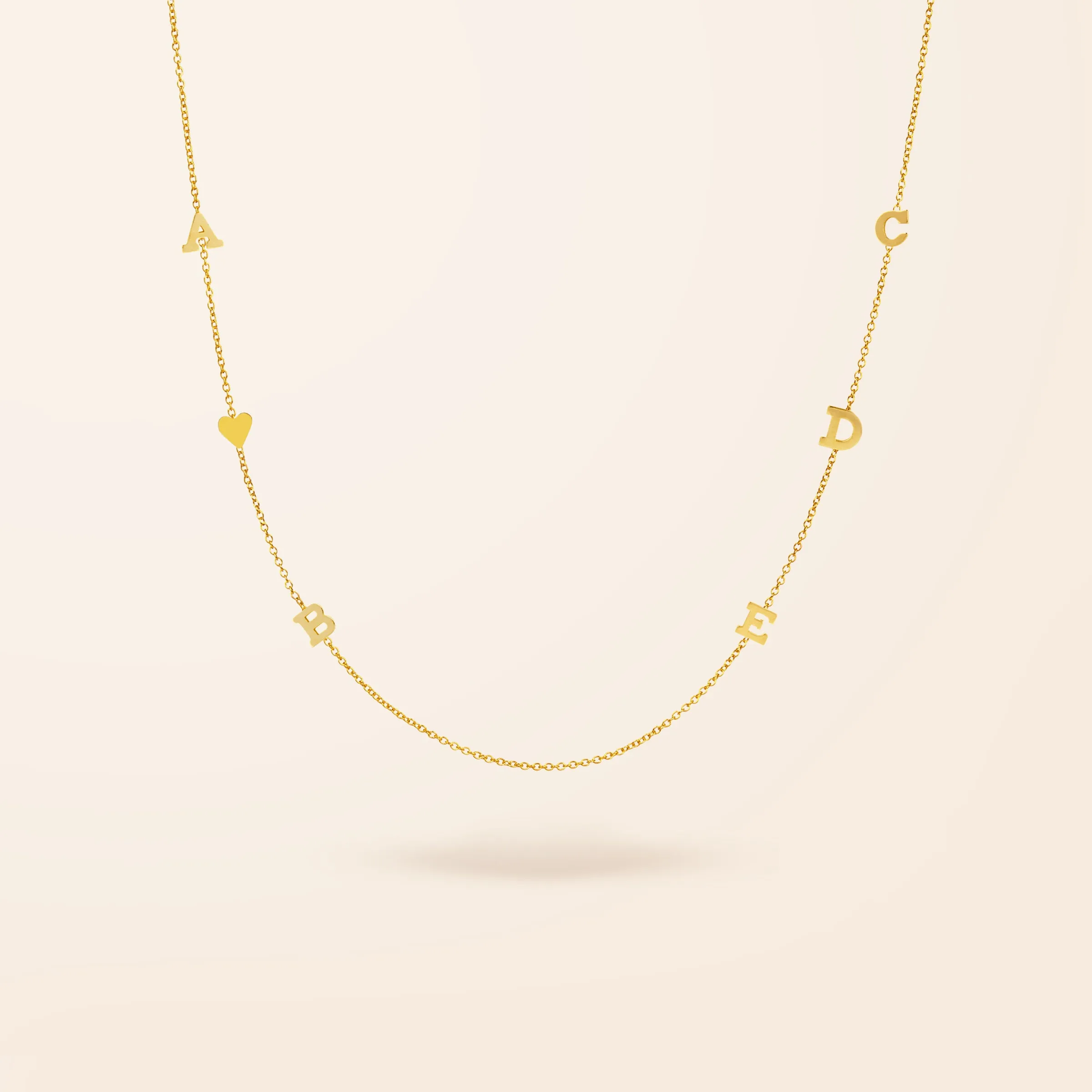 14K Gold Initial and Heart Necklace