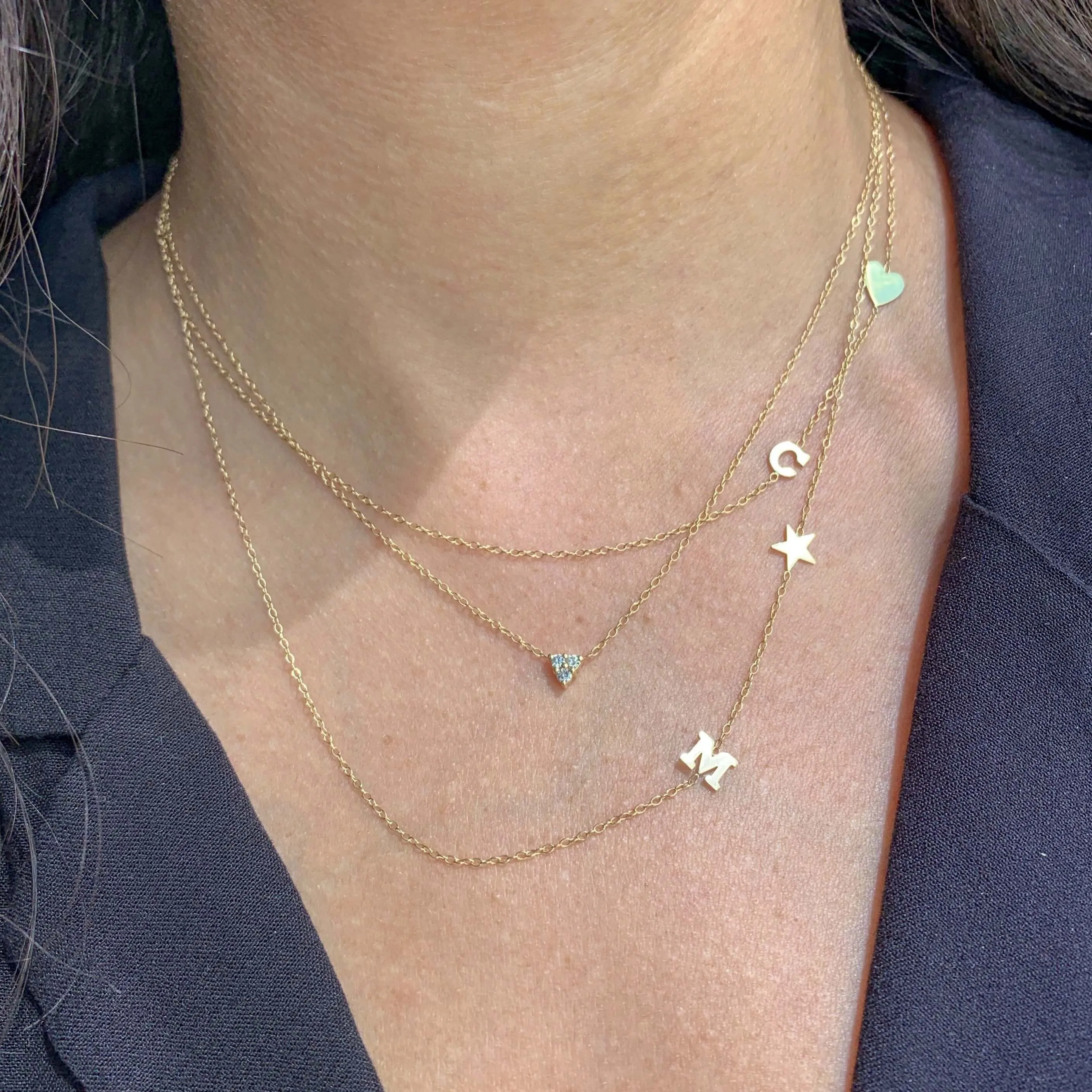 14K Gold Initial and Heart Necklace