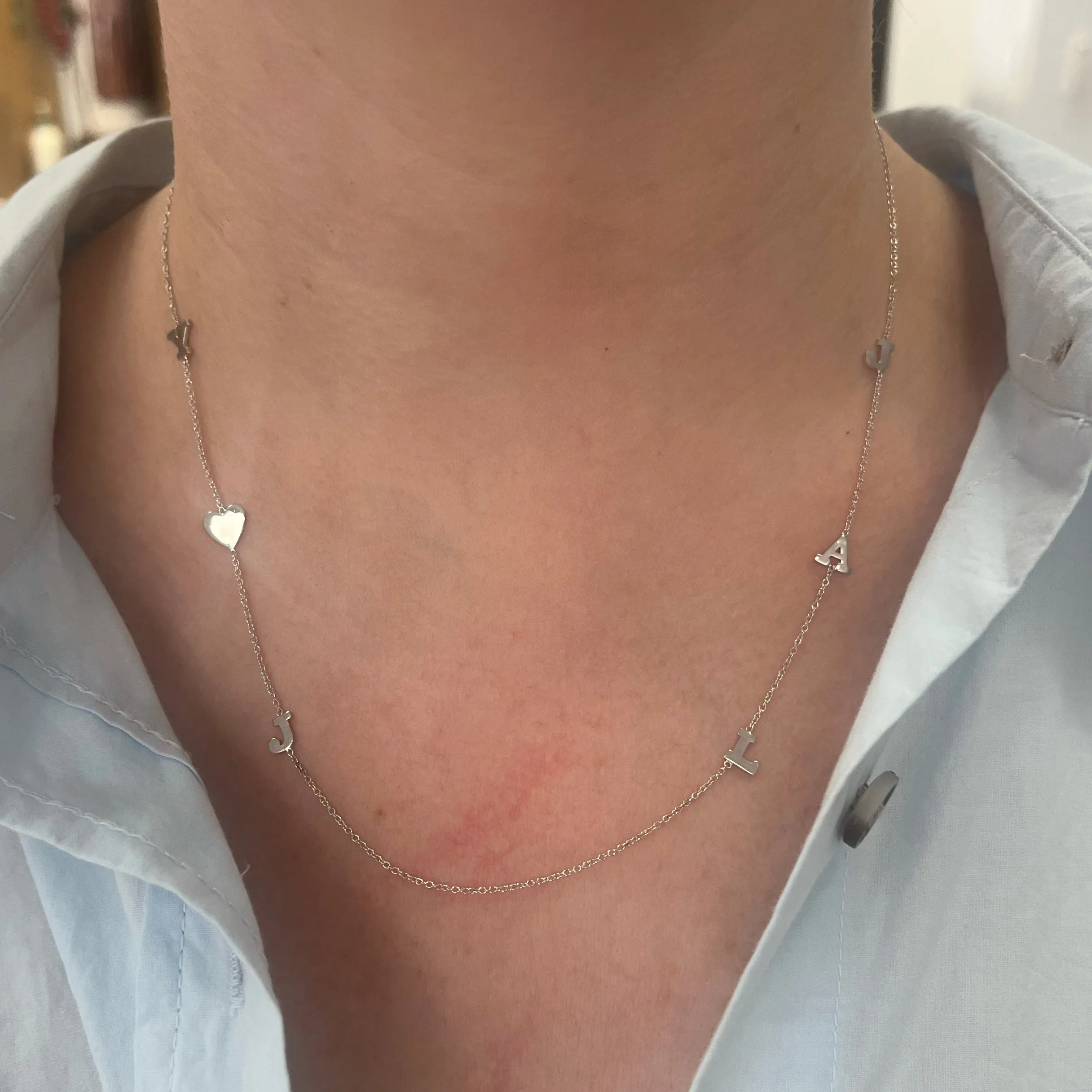 14K Gold Initial and Heart Necklace