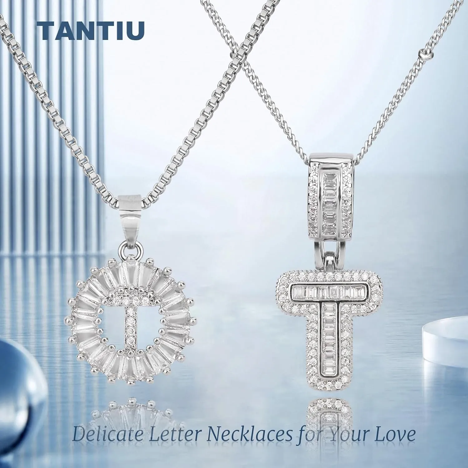 14K Gold Plated Alphabet Necklace Cubic Zirconia Letter Pendant, Personalized Name Jewelry Gift for Women, Customizable A-Z, Birthday/Mothers Day Gifts for Womens