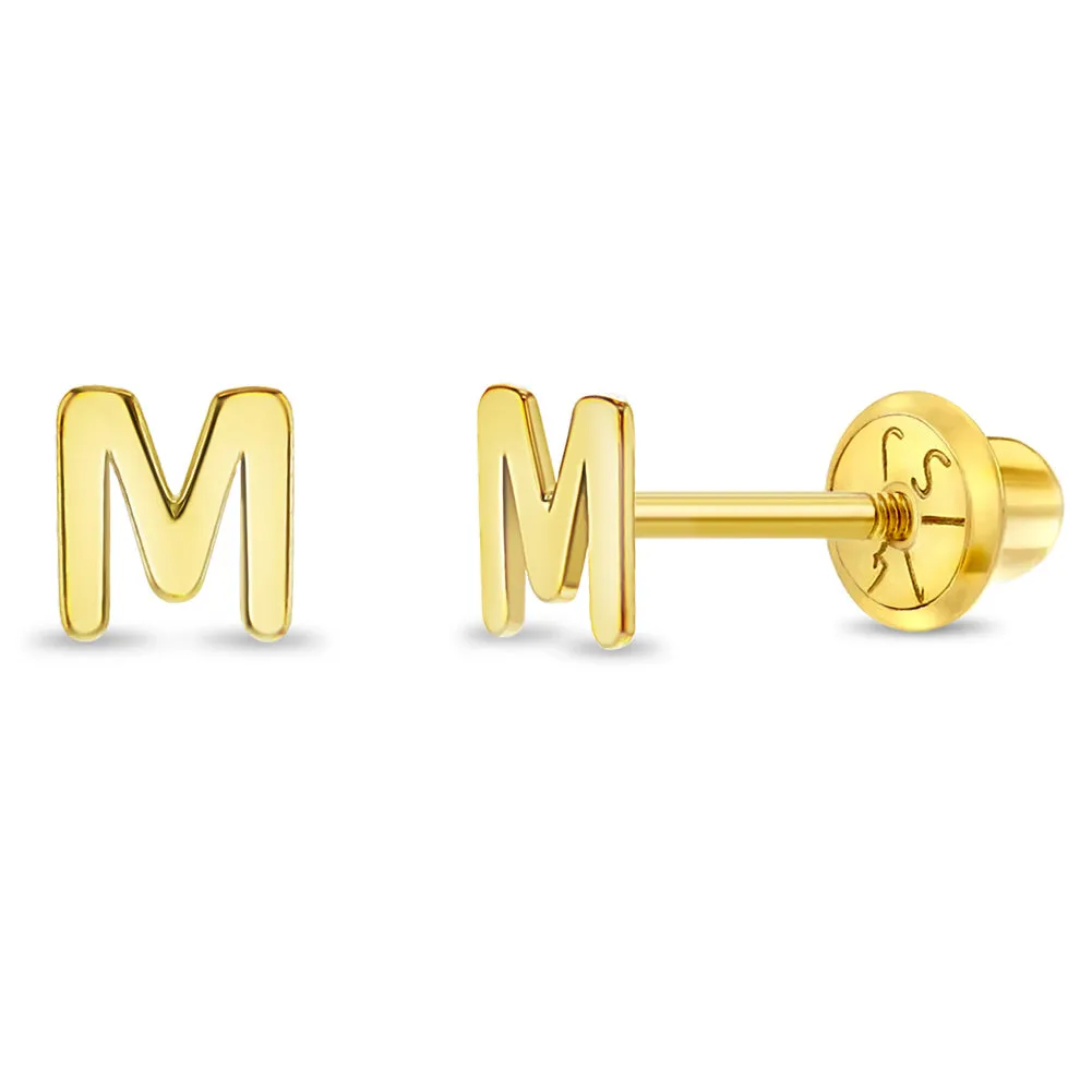 14k Gold Tiny Letter Women's Earrings