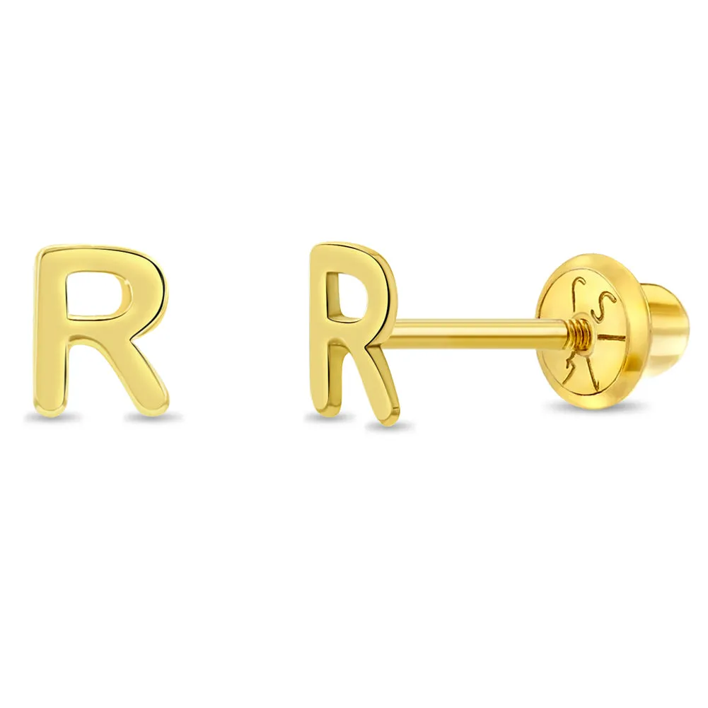 14k Gold Tiny Letter Women's Earrings