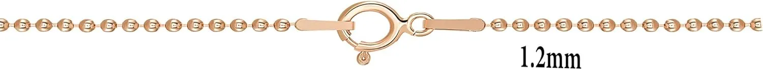 14k Rose Gold Filled Ball Chain 1.2 MM Necklace 18 Gauge Pendant for Jewelry 16-18 - 20-24 - 30 inches