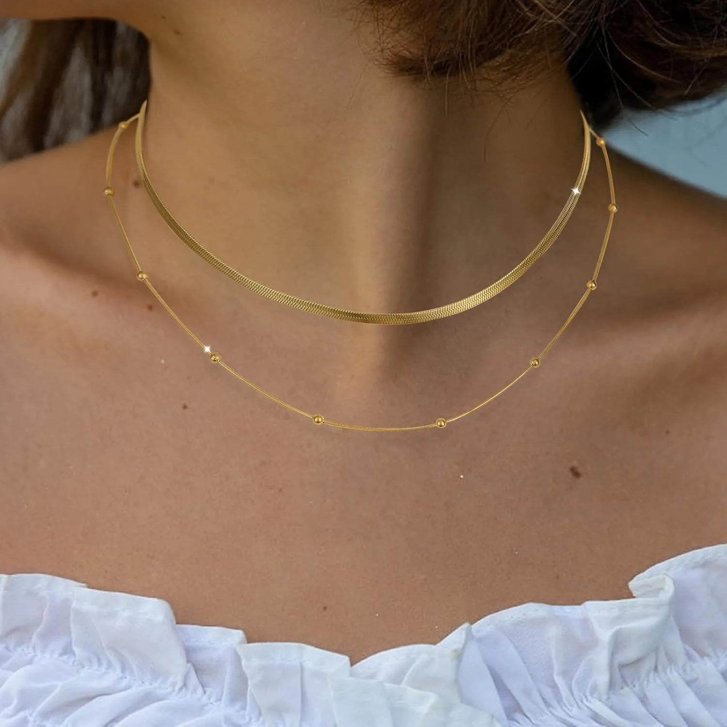 14k Silver/Gold Plated Necklace for Women, Dainty Adjustable Chain Necklaces for Women, Personalized Choker Necklace Gift for Women, Teen Girls