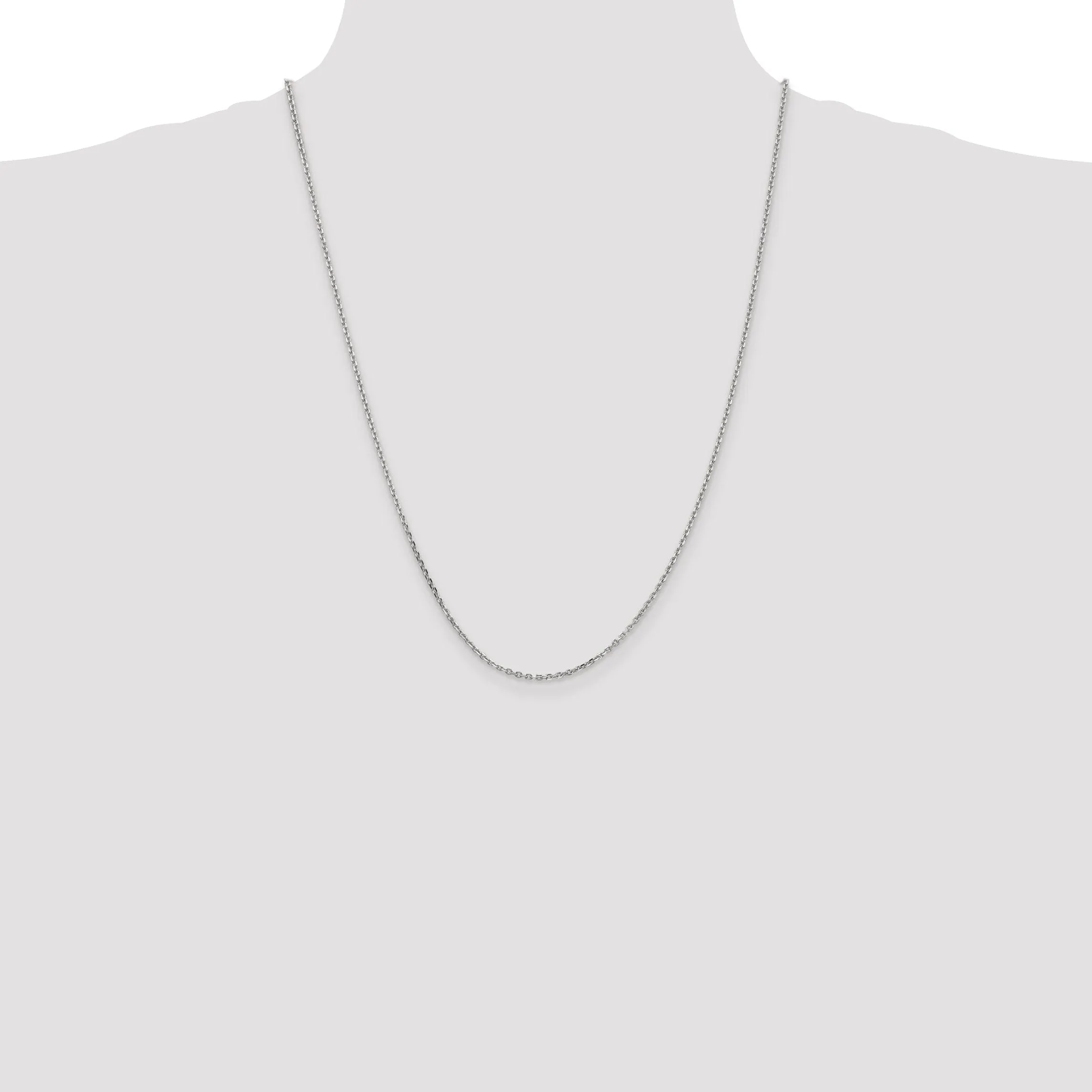 14k White Gold 1.65mm Solid D.C Cable Chain