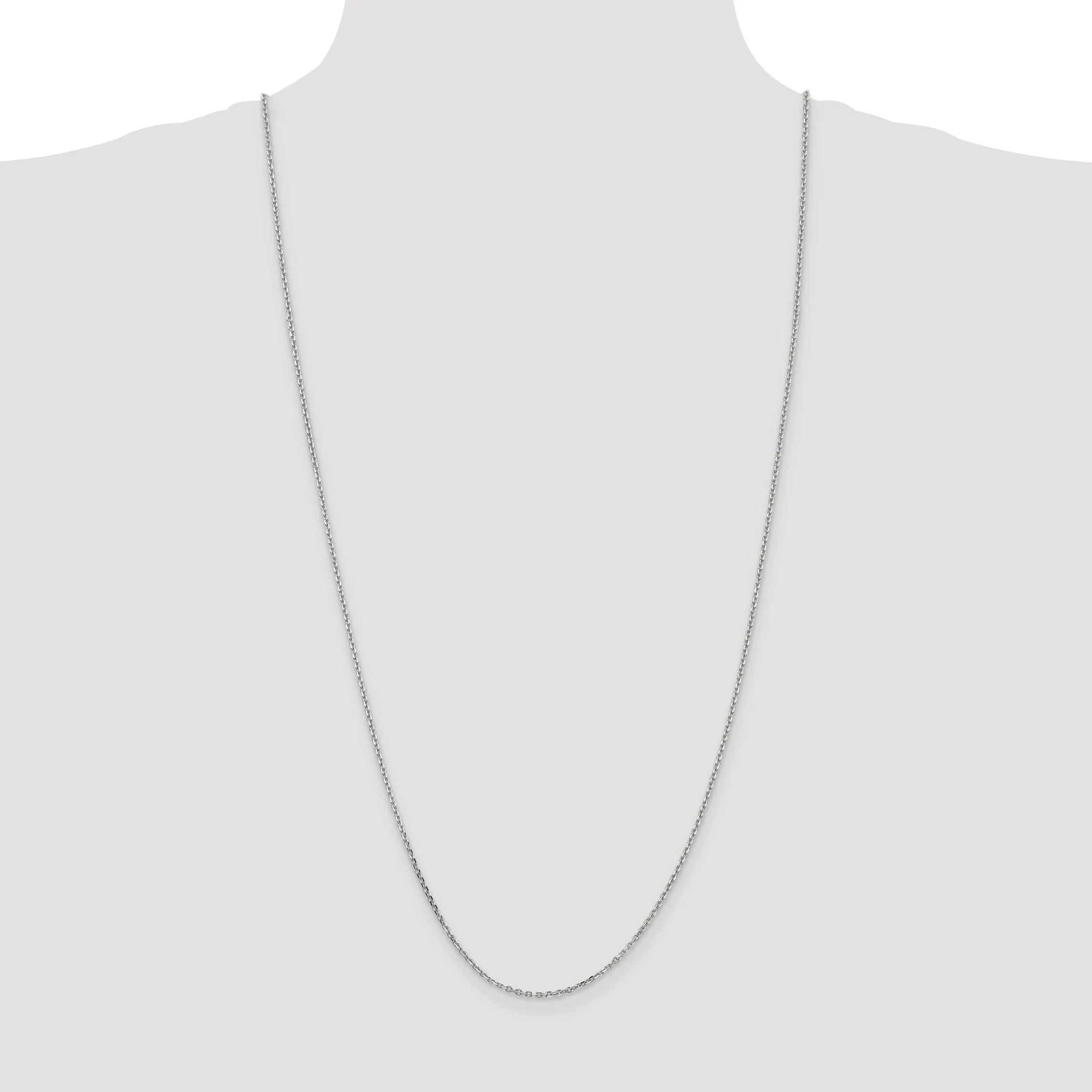 14k White Gold 1.65mm Solid D.C Cable Chain