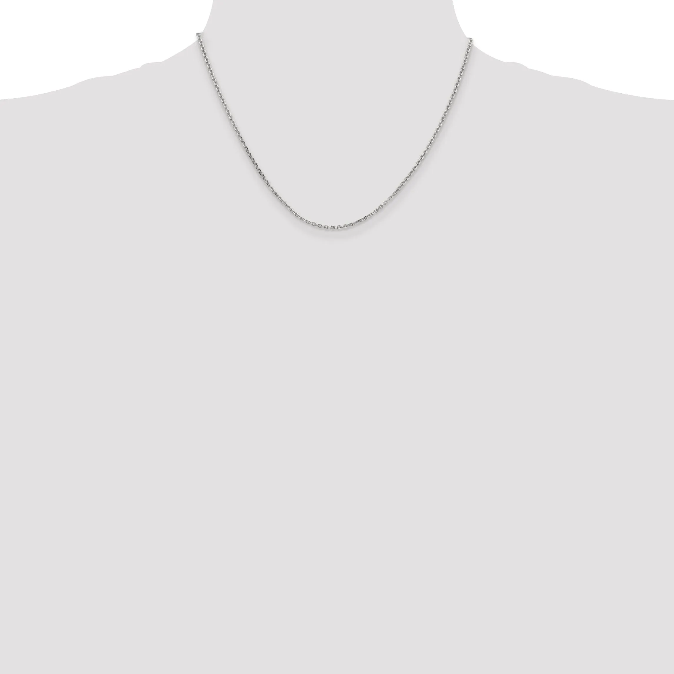 14k White Gold 1.65mm Solid D.C Cable Chain