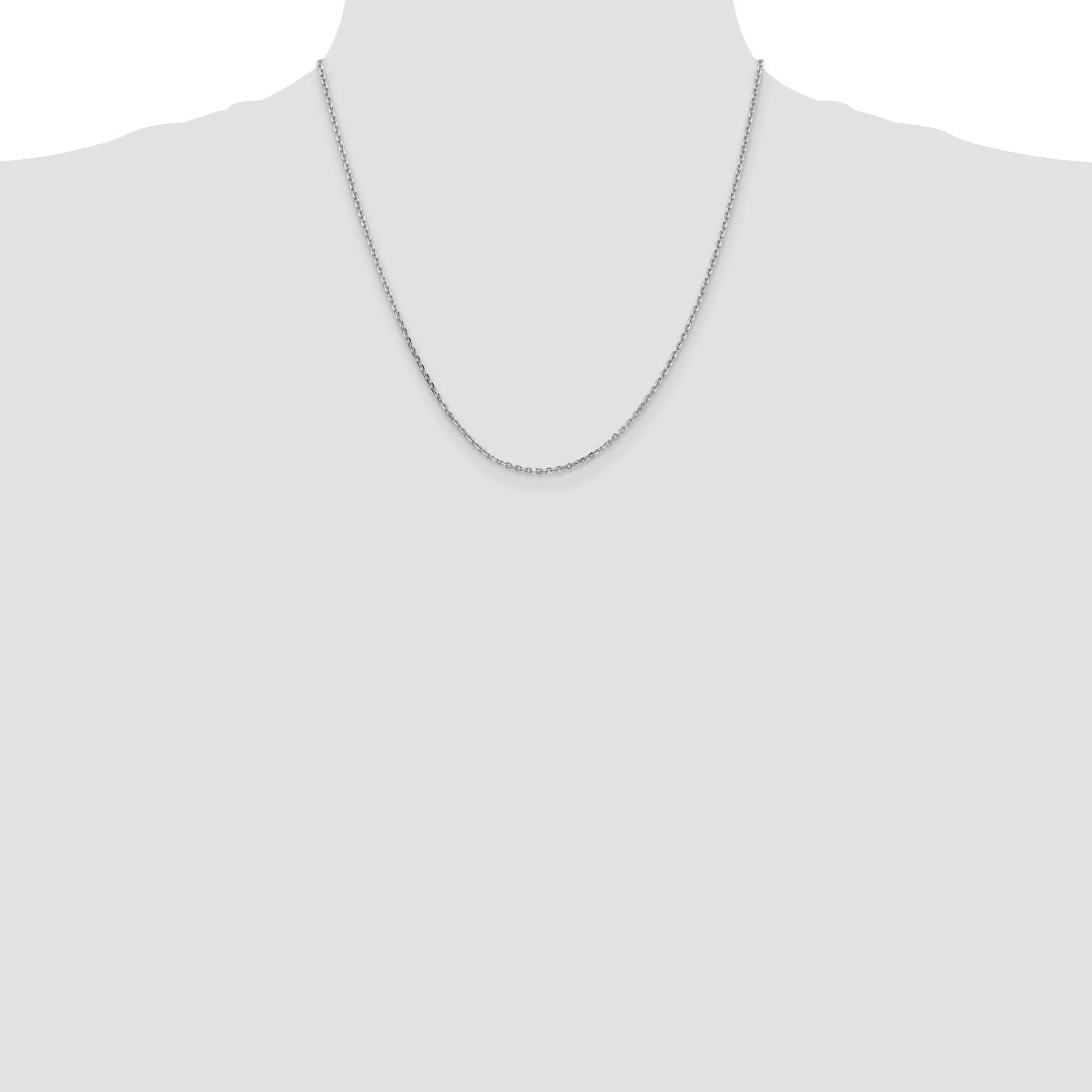 14k White Gold 1.65mm Solid D.C Cable Chain