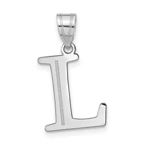 14k White Gold Etched Finish Block Letter L Initial Design Pendant 14k White Gold Etched Finish Block Letter L Initial Design Pendant