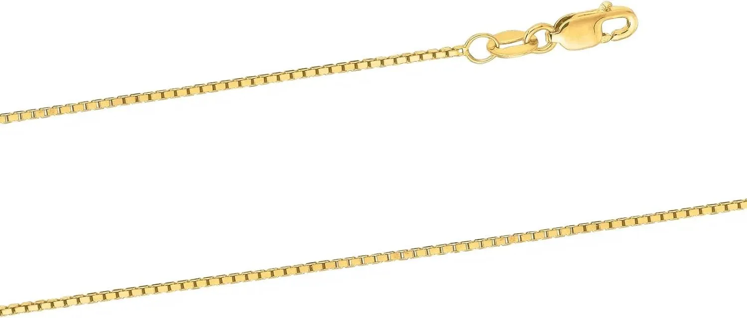 14k Yellow Gold Solid Box Chain Necklace for Women Jewelry with Lobster Clasp