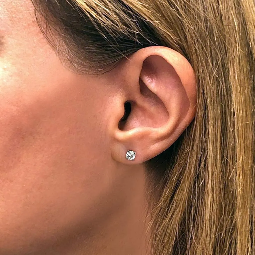 1/5 to 0.95 Carat Natural Diamond Round Stud Earrings for Women I 14k White Gold Earrings I Very Shinny, cttw 4-Prong Basket I Screw Back Made in USA by Beverly Hills Jewelers