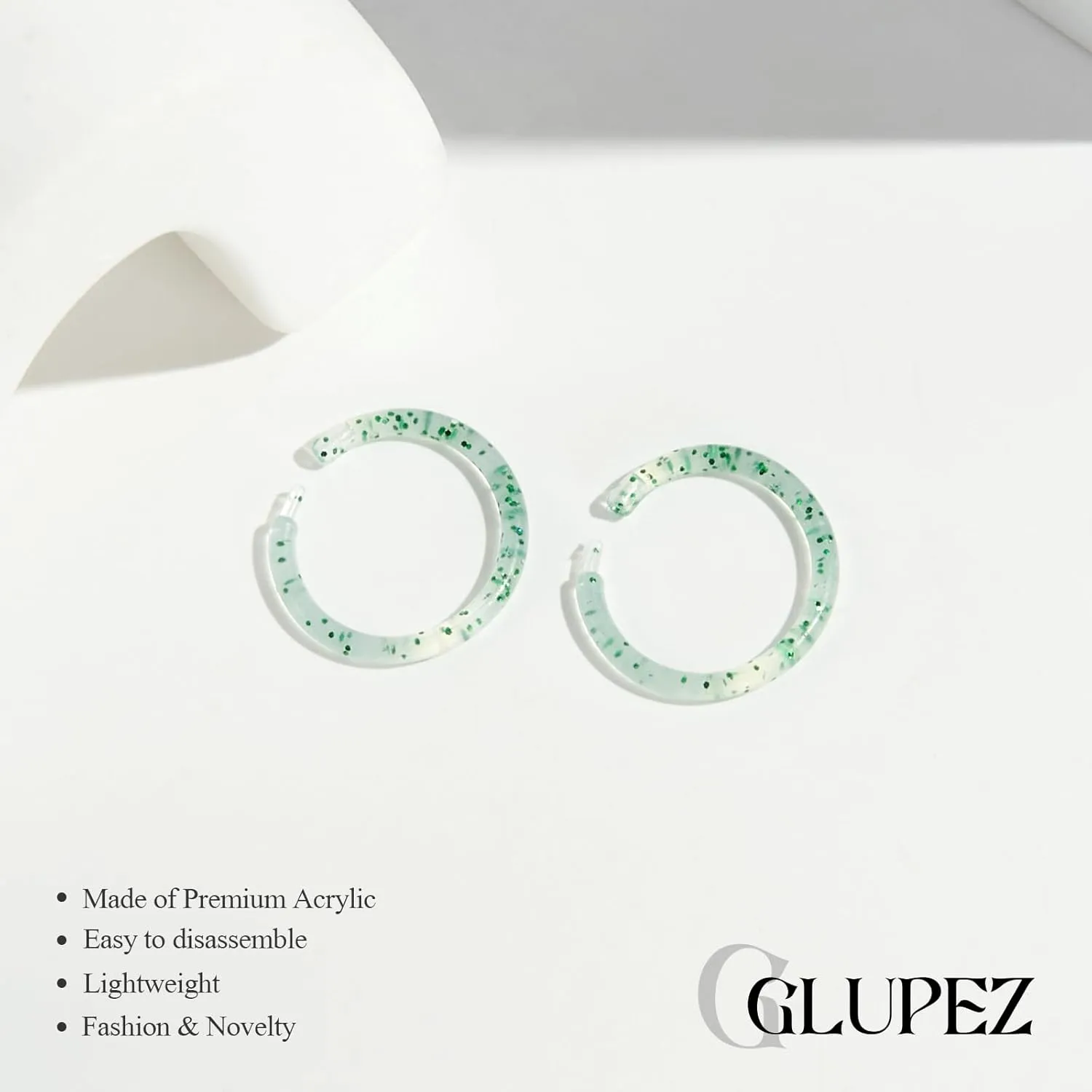 16G 20G Nose Septum Rings Acrylic Nose Nostril Hinged Hoop Ring Flexible Nose Rings Retainer Earring Clicker Helix Cartilage Piercing Jewelry for Women Men 8MM 10MM