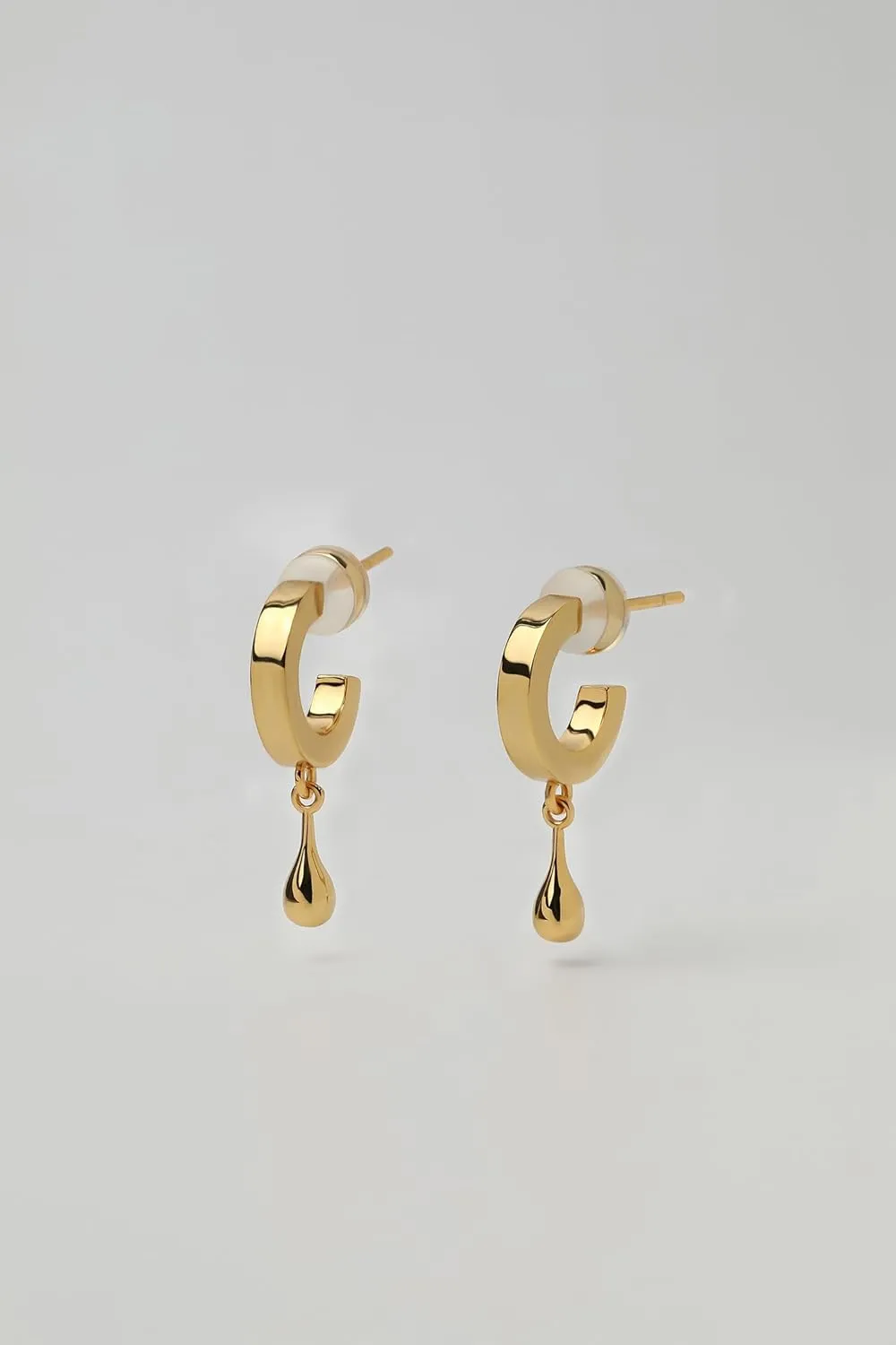 18K Gold Plated Sterling Silver Posts Heart Charm Hook Earrings for Women | Love Drop Dangle Origin Design Earrings