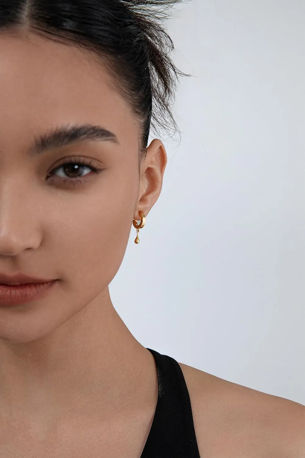 18K Gold Plated Sterling Silver Posts Heart Charm Hook Earrings for Women | Love Drop Dangle Origin Design Earrings