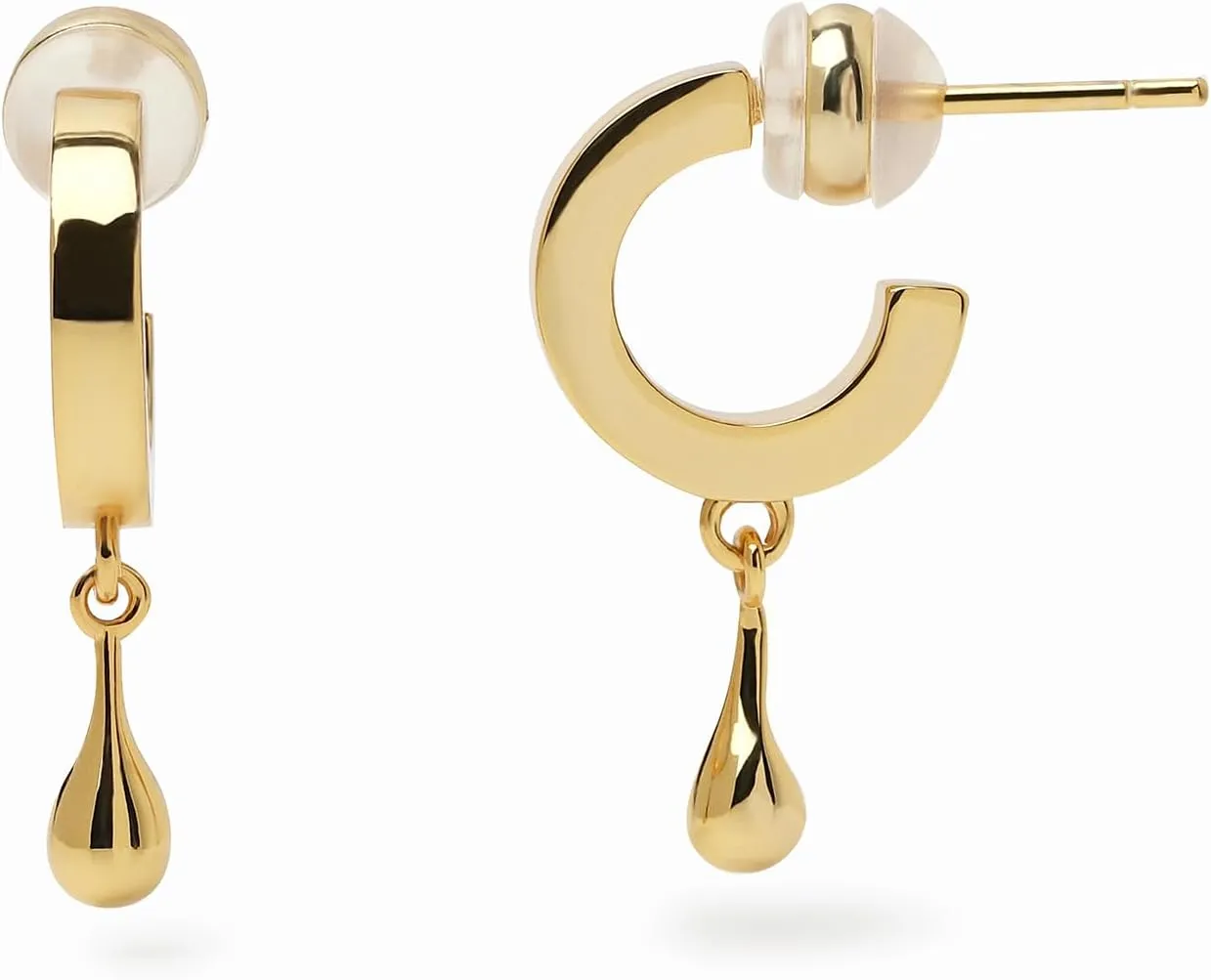 18K Gold Plated Sterling Silver Posts Heart Charm Hook Earrings for Women | Love Drop Dangle Origin Design Earrings