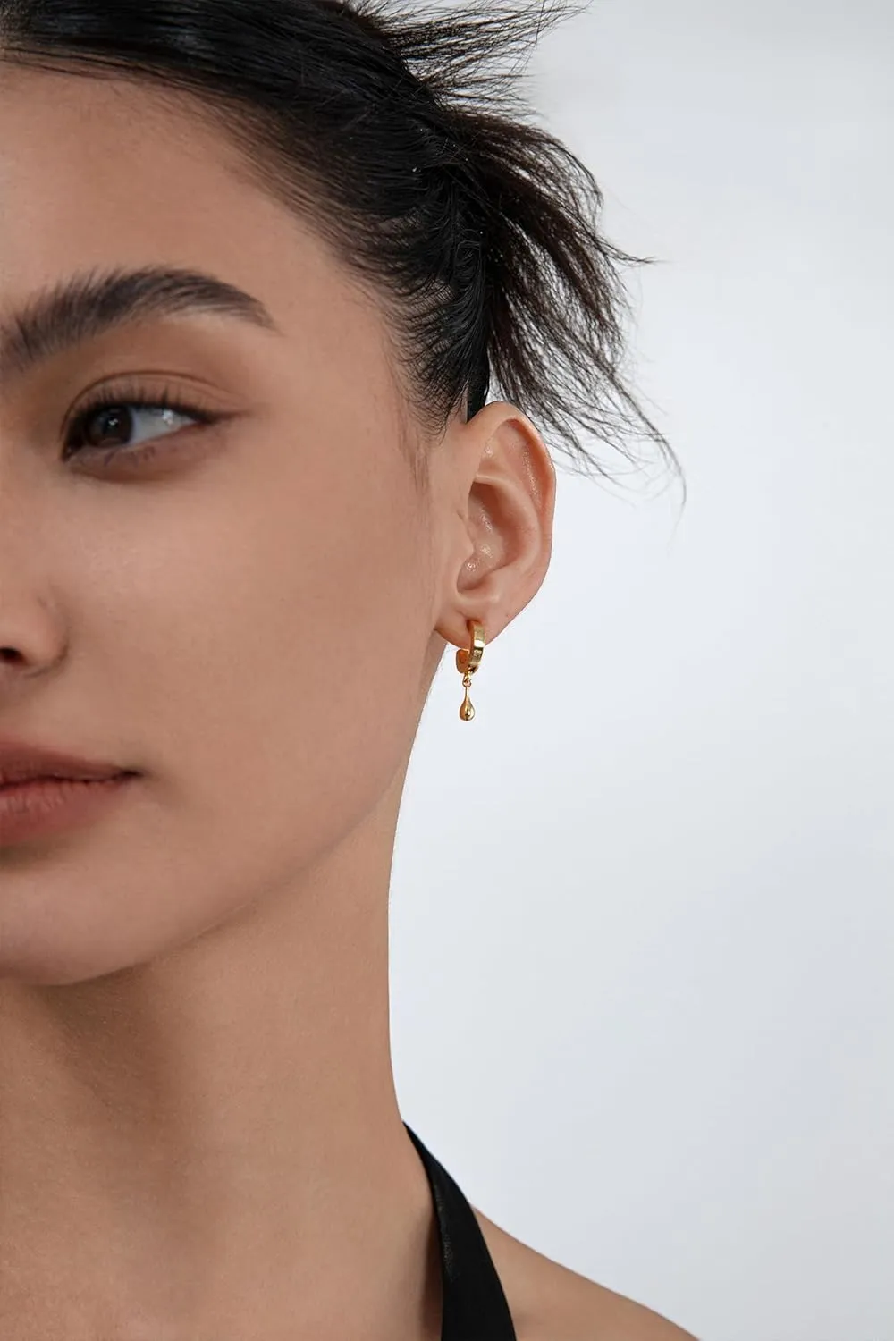 18K Gold Plated Sterling Silver Posts Heart Charm Hook Earrings for Women | Love Drop Dangle Origin Design Earrings