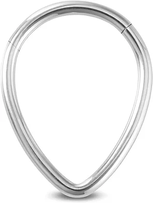 1PC 1.2mm(16g) Silver Diameter 8mm Septum Hinged Nose Hoop Tragus Orbital Cartilage Jewelry 316L Stainless Steel Hypoallergenic Earring Conch Ring Piercing Jewelry Droplet Shape