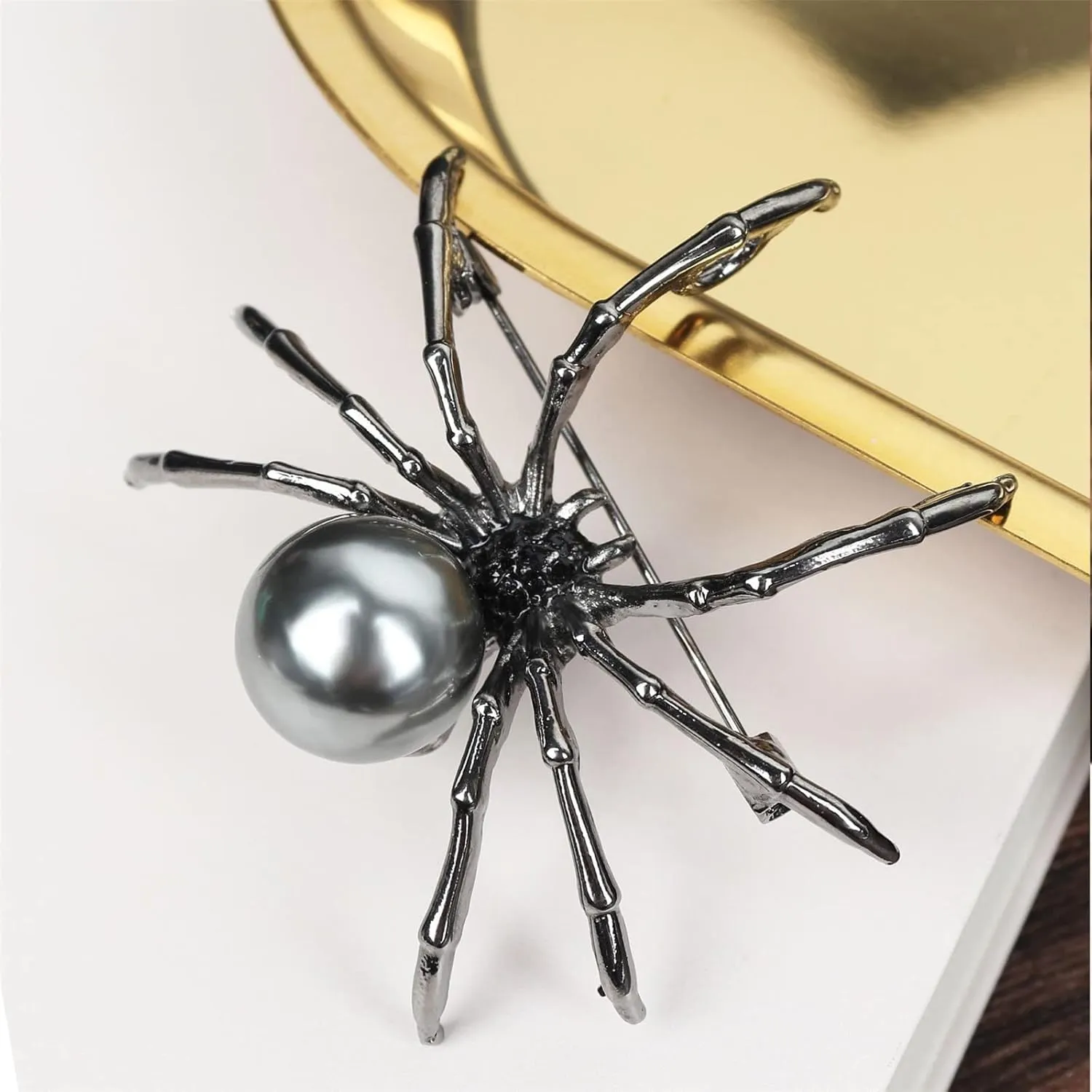2-3Pcs Punk Spider Crystal Bead Brooch Pin Set for Women Men Rock Gothic Faux PearlAnimal Backpack Scarf Shirt Bag Hat Shawl Pin Bar Party Body Halloween Jewelry Gift