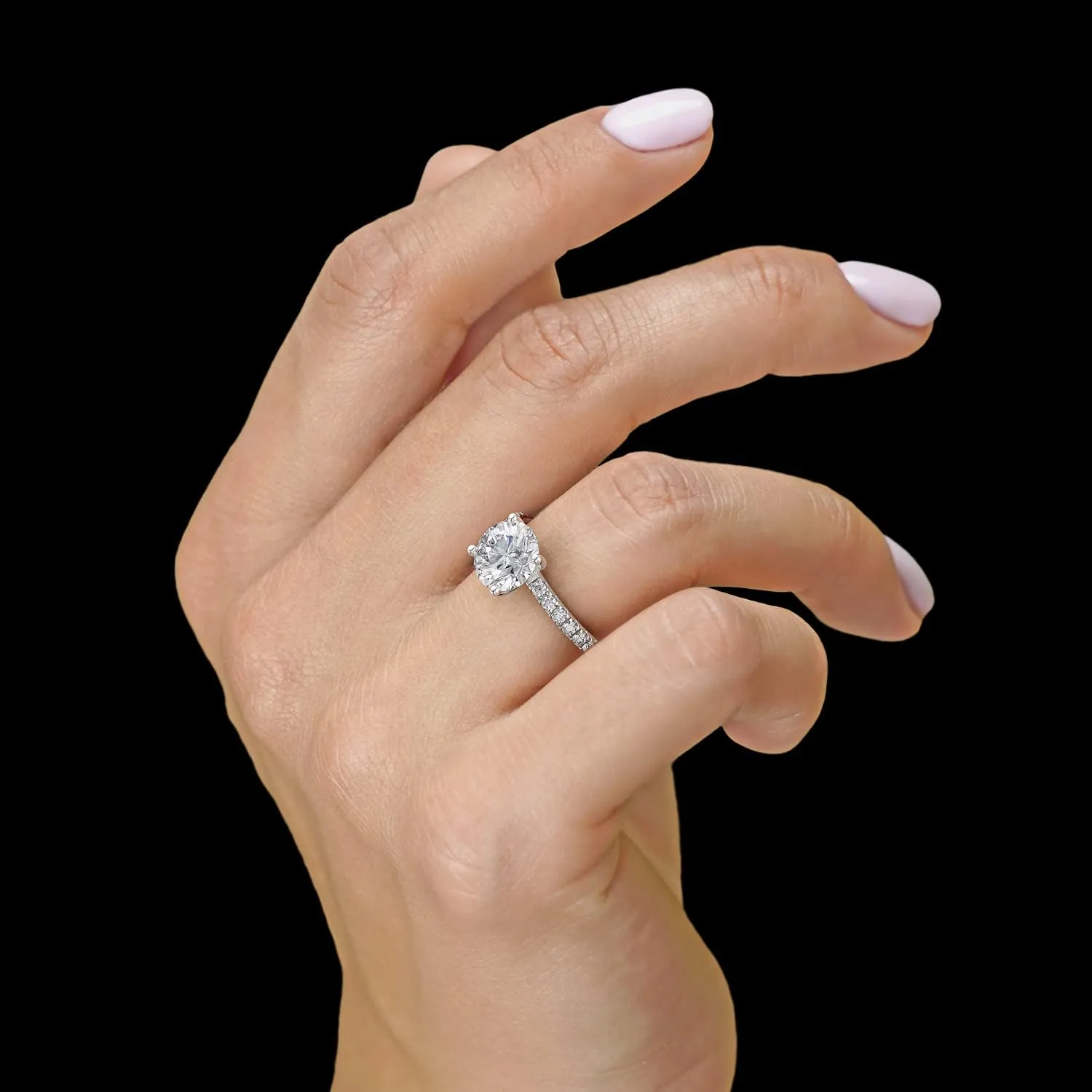 2 Carat Moissanite Engagement Ring with 1/3 Carat Round Natural Diamond in 14k Gold (G-H/SI, G-H/SI, cttw, DEW) for Women Size 4 to 11 Made in USA
