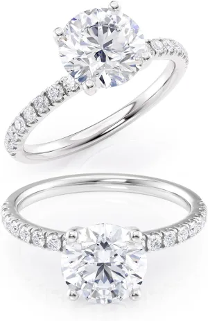 2 Carat Moissanite Engagement Ring with 1/3 Carat Round Natural Diamond in 14k Gold (G-H/SI, G-H/SI, cttw, DEW) for Women Size 4 to 11 Made in USA