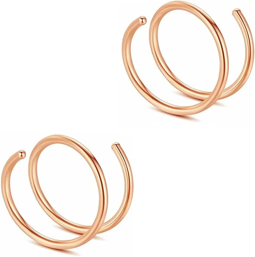 2 PCS 20G Diameter 6mm Silver Double Hoop Septum Nose Ring Cartilage Made with Hypoallergenic Surgical Steel Nose Lip Tragus Earring Ring Piercing Jewelry for Women and Men