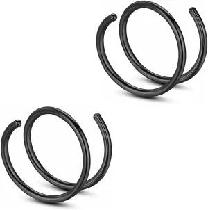 2 PCS 20G Diameter 6mm Silver Double Hoop Septum Nose Ring Cartilage Made with Hypoallergenic Surgical Steel Nose Lip Tragus Earring Ring Piercing Jewelry for Women and Men