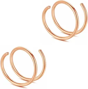2 PCS 20G Diameter 6mm Silver Double Hoop Septum Nose Ring Cartilage Made with Hypoallergenic Surgical Steel Nose Lip Tragus Earring Ring Piercing Jewelry for Women and Men