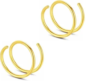 2 PCS 20G Diameter 6mm Silver Double Hoop Septum Nose Ring Cartilage Made with Hypoallergenic Surgical Steel Nose Lip Tragus Earring Ring Piercing Jewelry for Women and Men