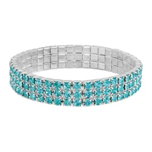 2028 Jewelry 3-Row Rhinestone Stretch Bracelet