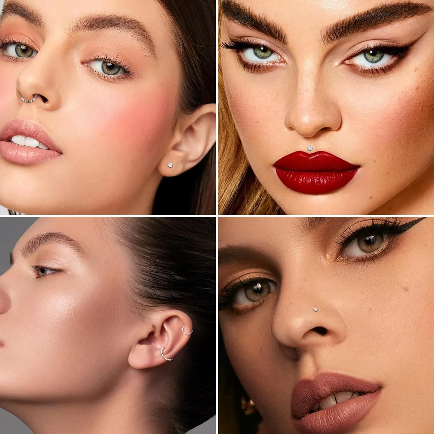 20G/18G Nose Studs Stainless Steel Nose Piercing Nose Ring Set I L S Shape Body Piercing Nose Hoop Ring for Women Men