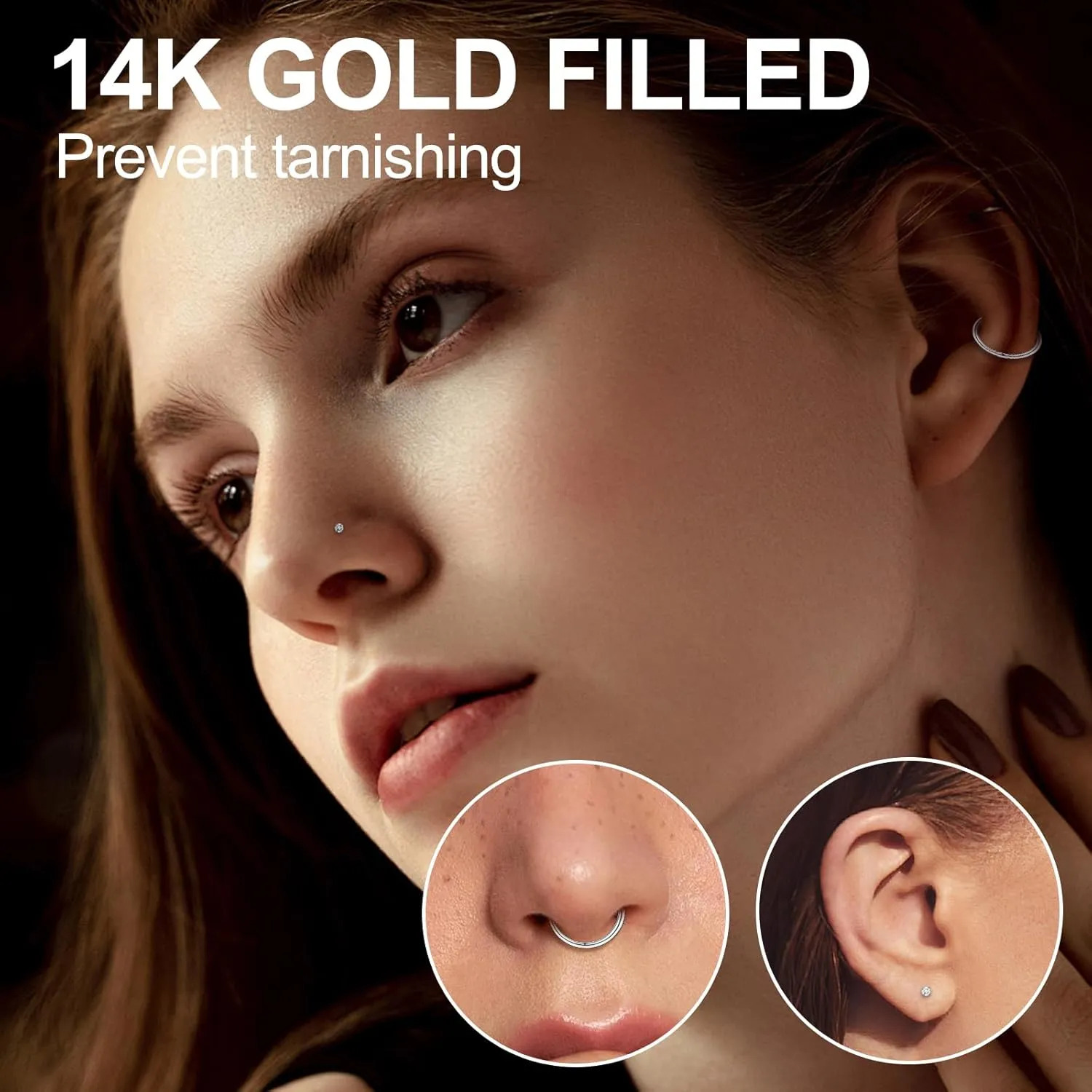 20G/18G Nose Studs Stainless Steel Nose Piercing Nose Ring Set I L S Shape Body Piercing Nose Hoop Ring for Women Men
