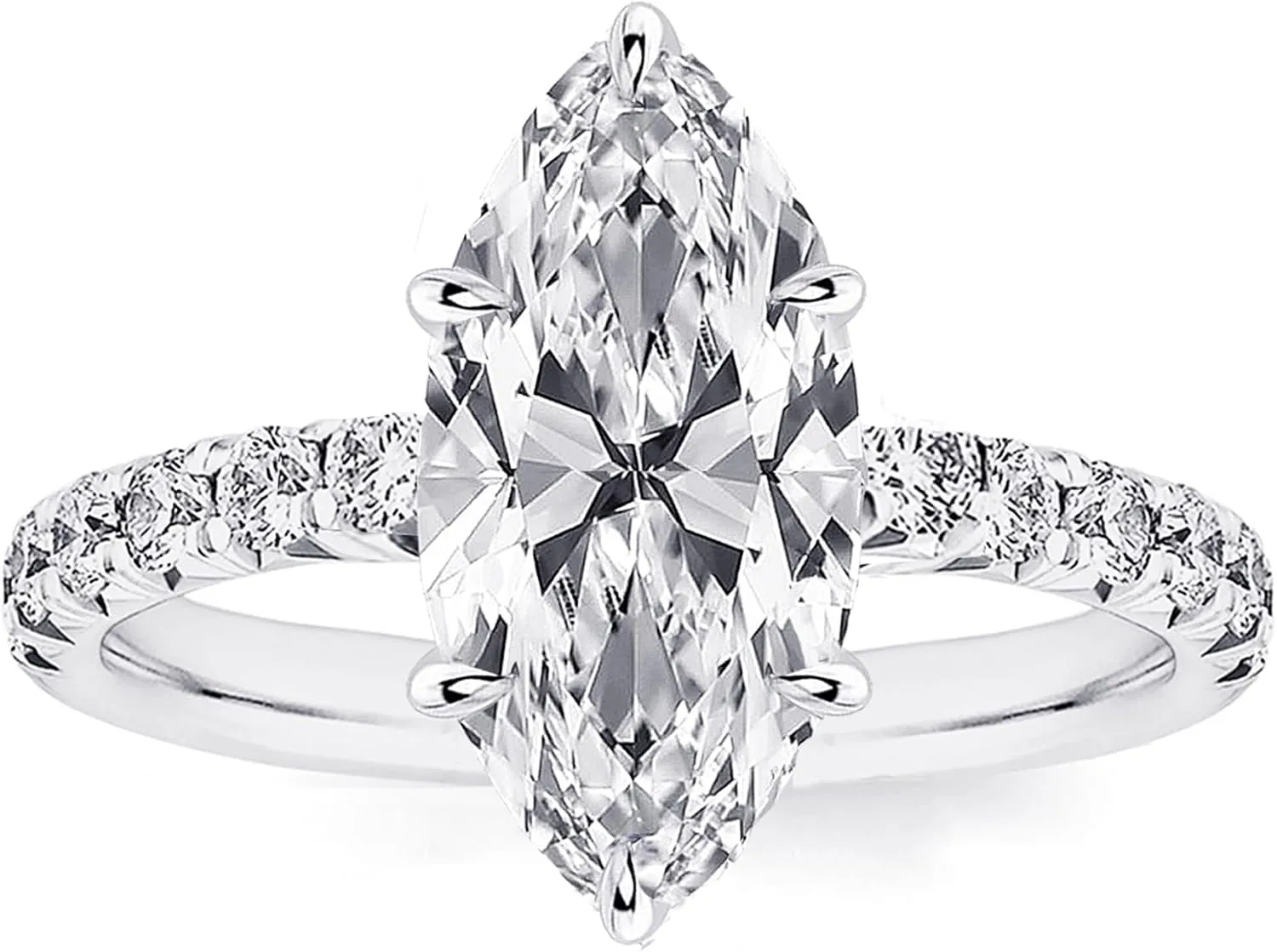 2CT/3.5CT Solitaire Elongated Marquise Cut Engagement Ring for Women, Simulated Diamond Promise Ring in 925 Sterling Silver