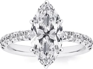 2CT/3.5CT Solitaire Elongated Marquise Cut Engagement Ring for Women, Simulated Diamond Promise Ring in 925 Sterling Silver